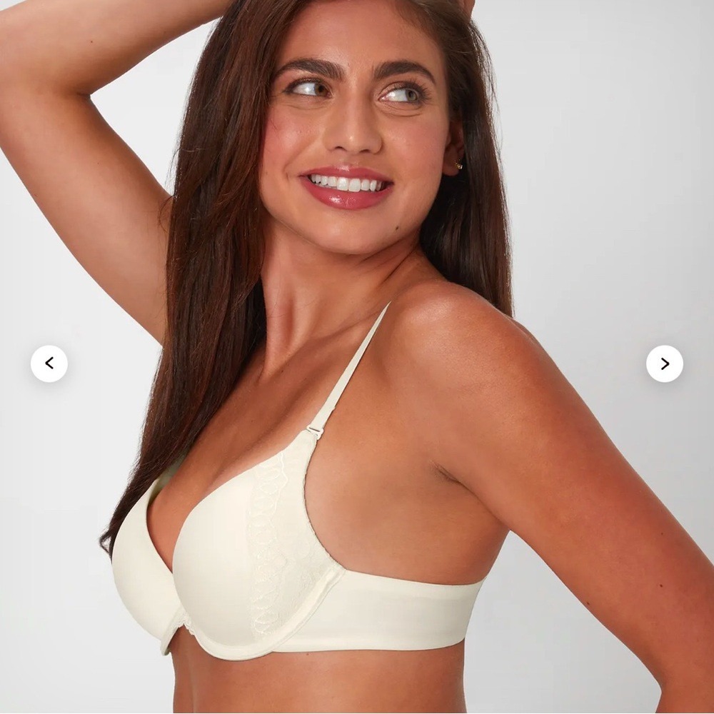 Maidenform White Pearl‎ Boost Demi T-Shirt Underwire Push-Up Bra Lace 09428 38C